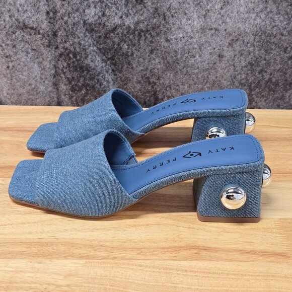 Katy Perry The Gemm Stud Slide Sandal Blue Denim - Picture 6 of 11